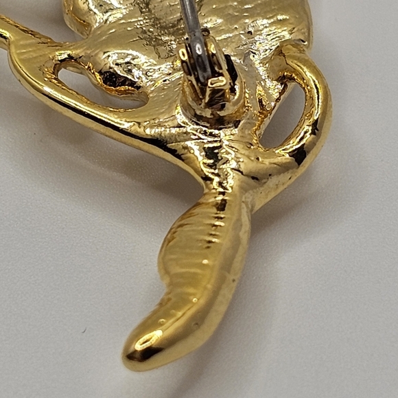 Vintage Gold Tone Leaf Brooch Faux Pearl Cluster Pin 2.5" - Picture 11 of 14